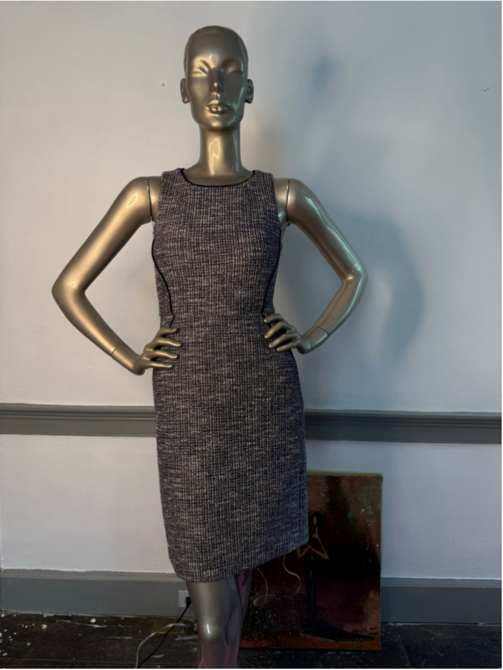 J.Crew Textured Tweed Sheath Dress Navy Pink Ivory Sleeveless Size 00